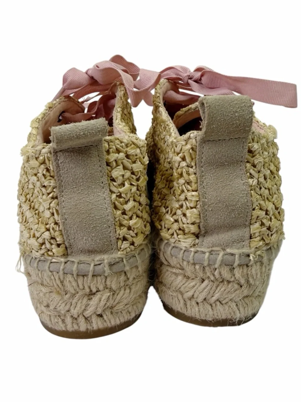Manebi Yucatán Espadrille Platform Lace Up Raffia Sneakers Size 39 EU Shoes
